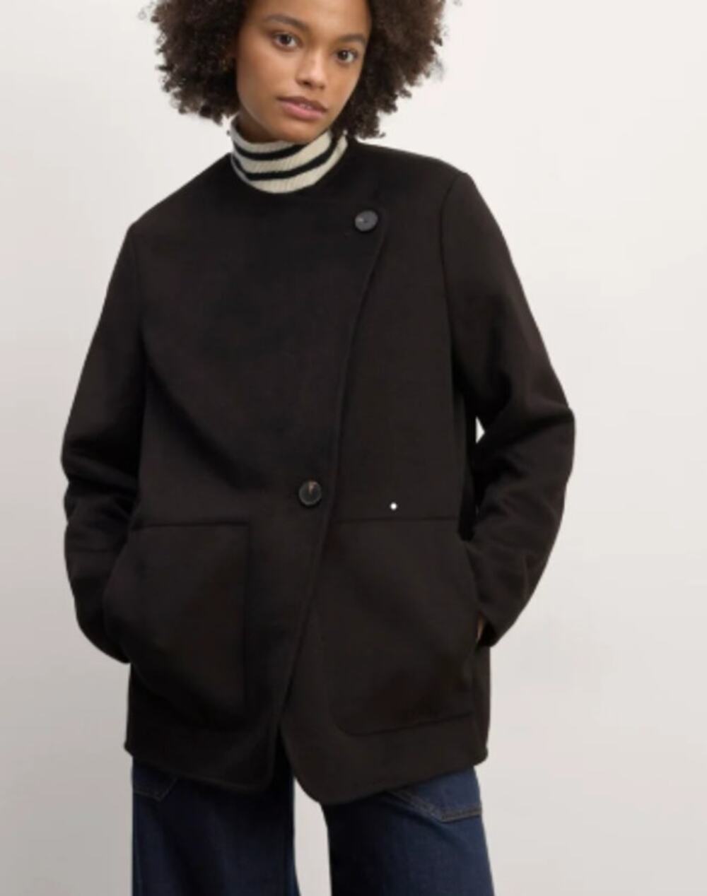 Everlane The October Coat Small Dark Charcoal Melange Gray Wool Blend Jacket